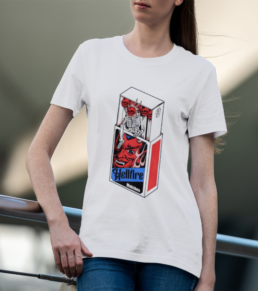 Hellfire Matches Devil Skeleton Occult Red Skull T-Shirt