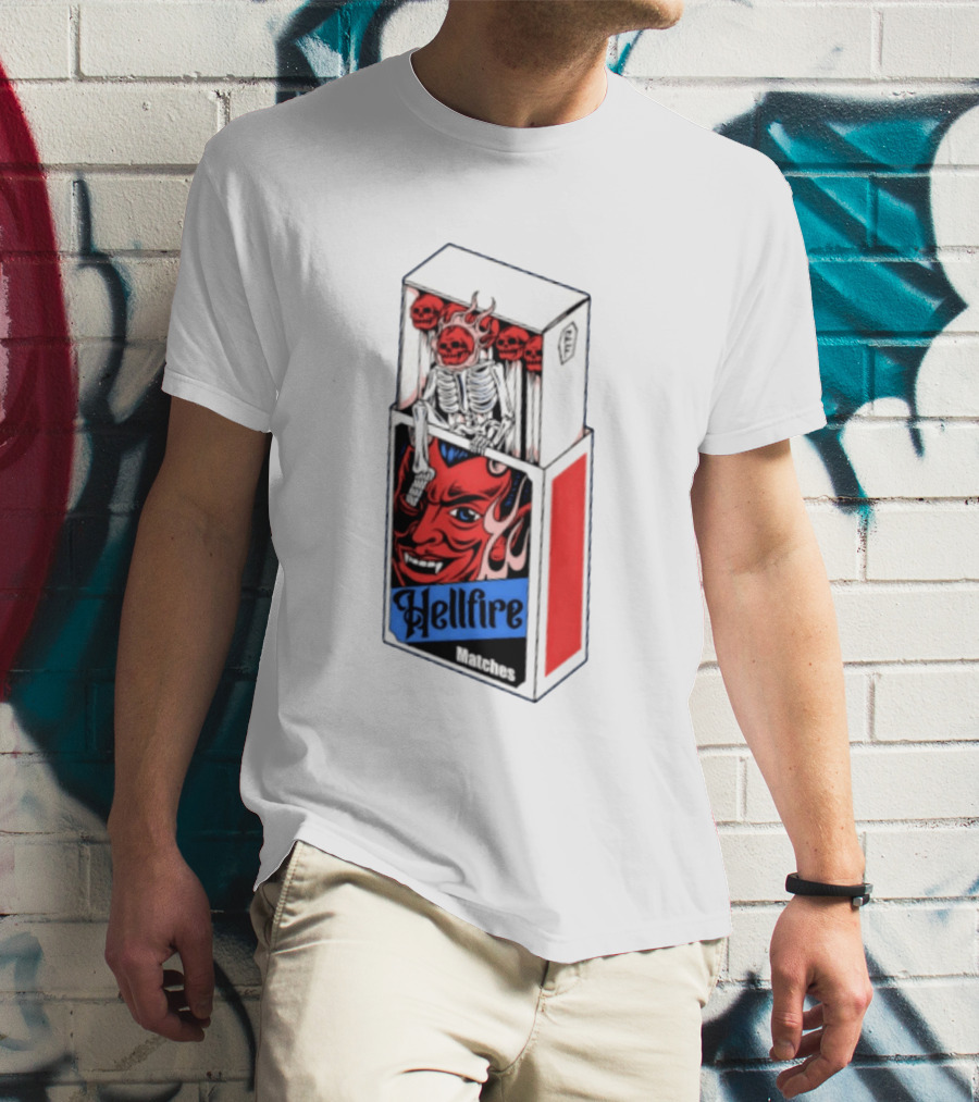 Hellfire Matches Devil Skeleton Occult Red Skull T-Shirt