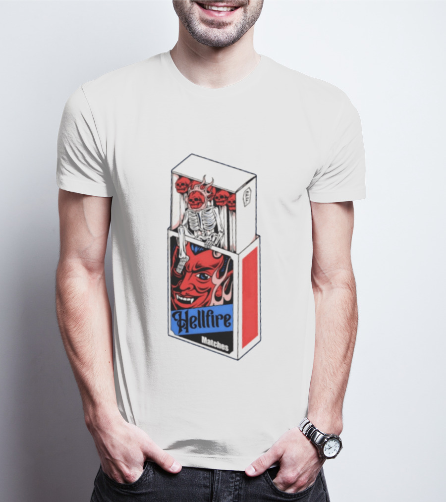 Hellfire Matches Devil Skeleton Occult Red Skull T-Shirt