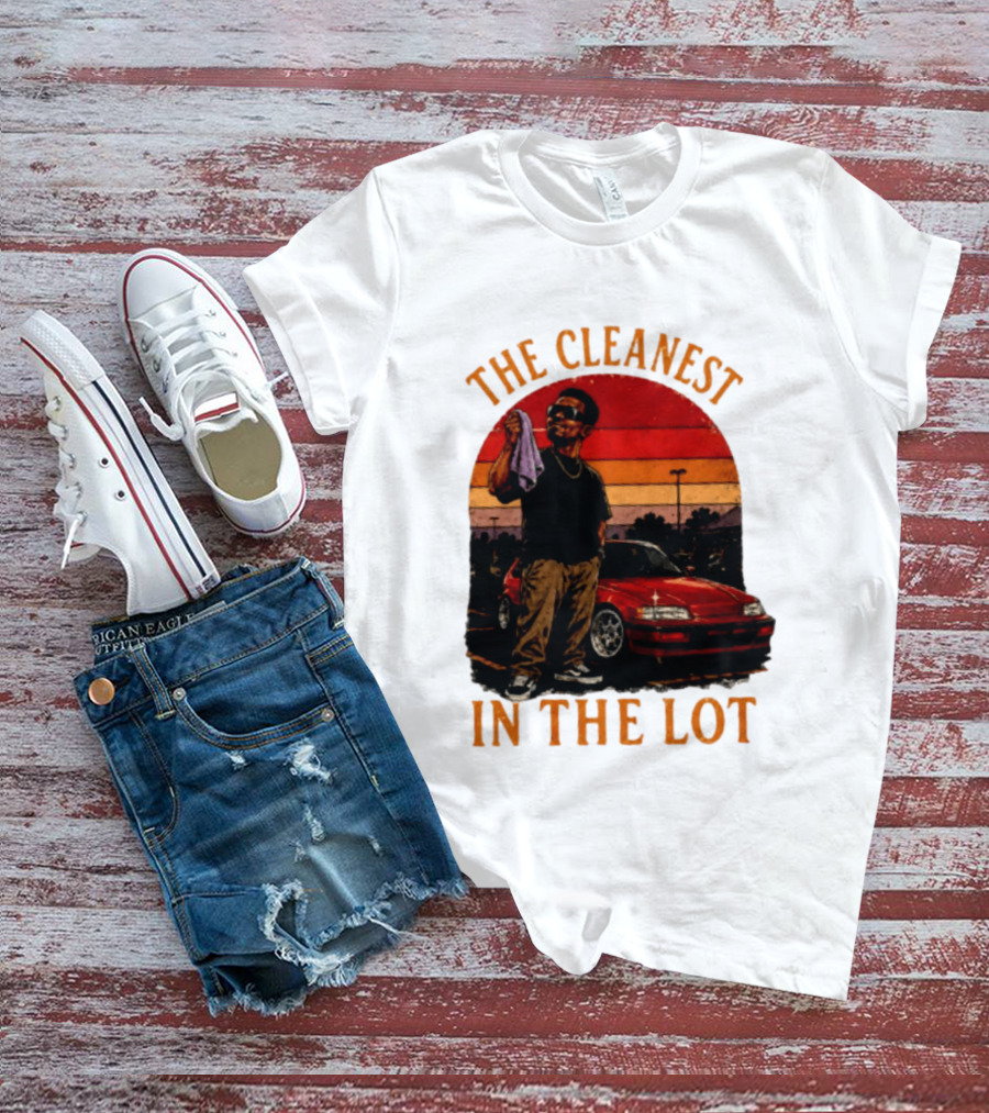 The Cleanest In The Lot Retro Car Enthusiast Sunset Scene T-Shirt