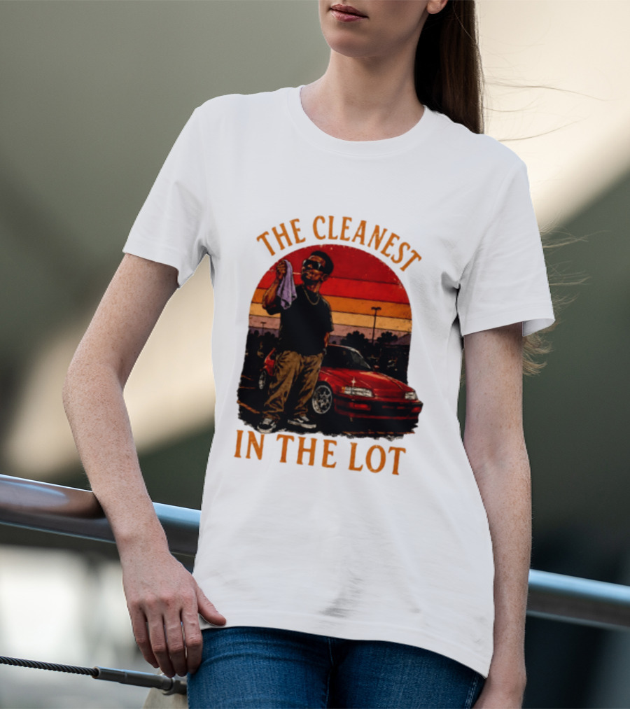 The Cleanest In The Lot Retro Car Enthusiast Sunset Scene T-Shirt