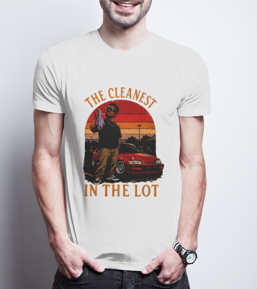 The Cleanest In The Lot Retro Car Enthusiast Sunset Scene T-Shirt