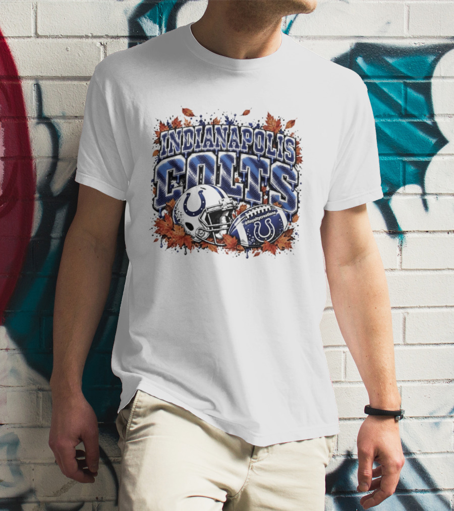 Indianapolis Colts Football Helmet Autumn Leaves 2026 T-Shirt