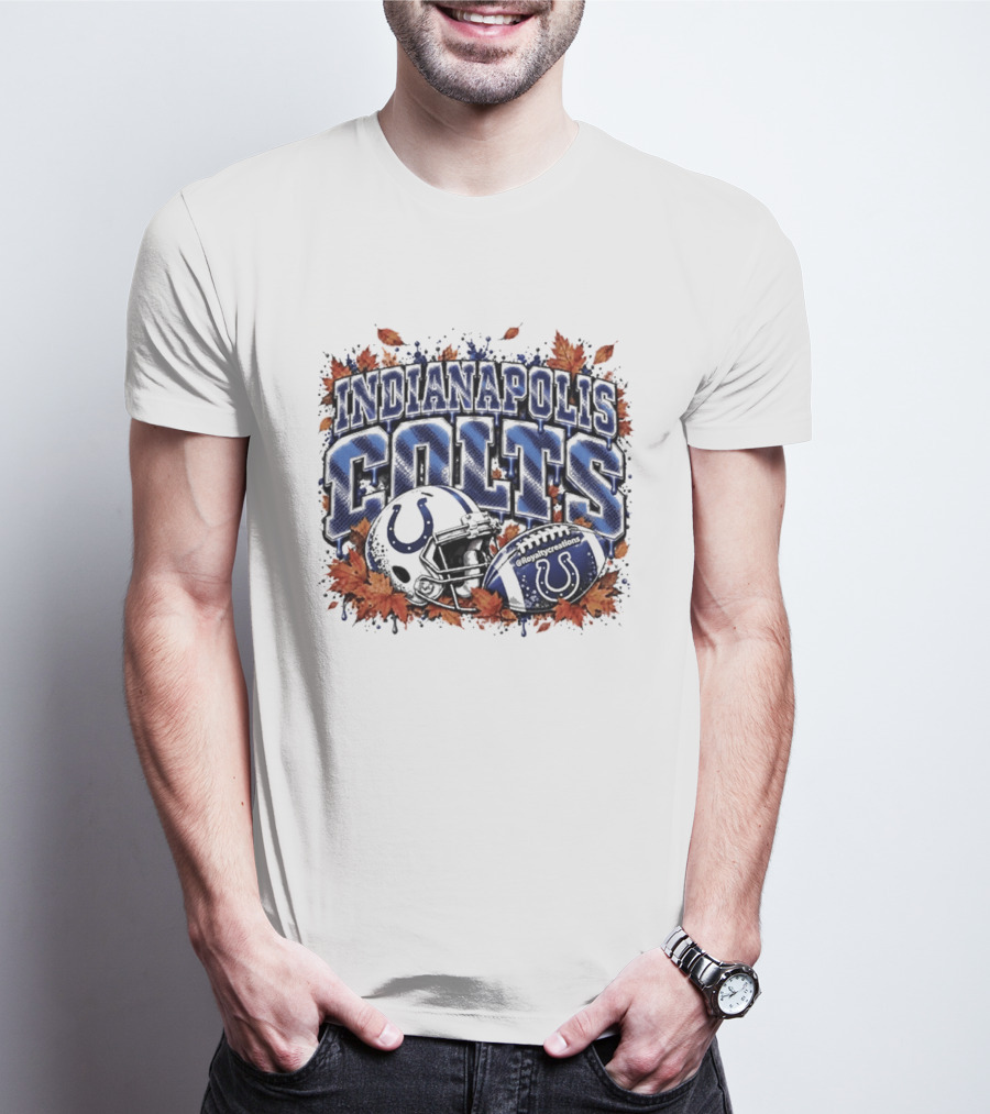 Indianapolis Colts Football Helmet Autumn Leaves 2026 T-Shirt