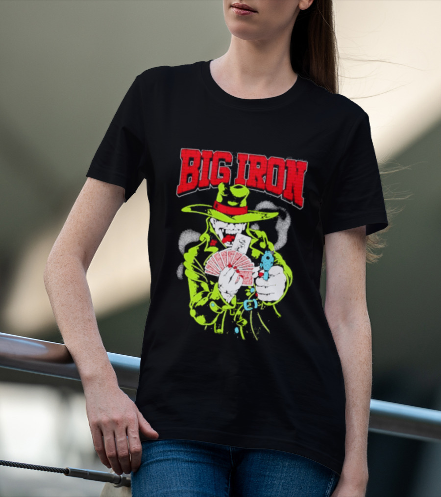 Big Iron Joker Cowboy Western Playing Cards T-Shirt