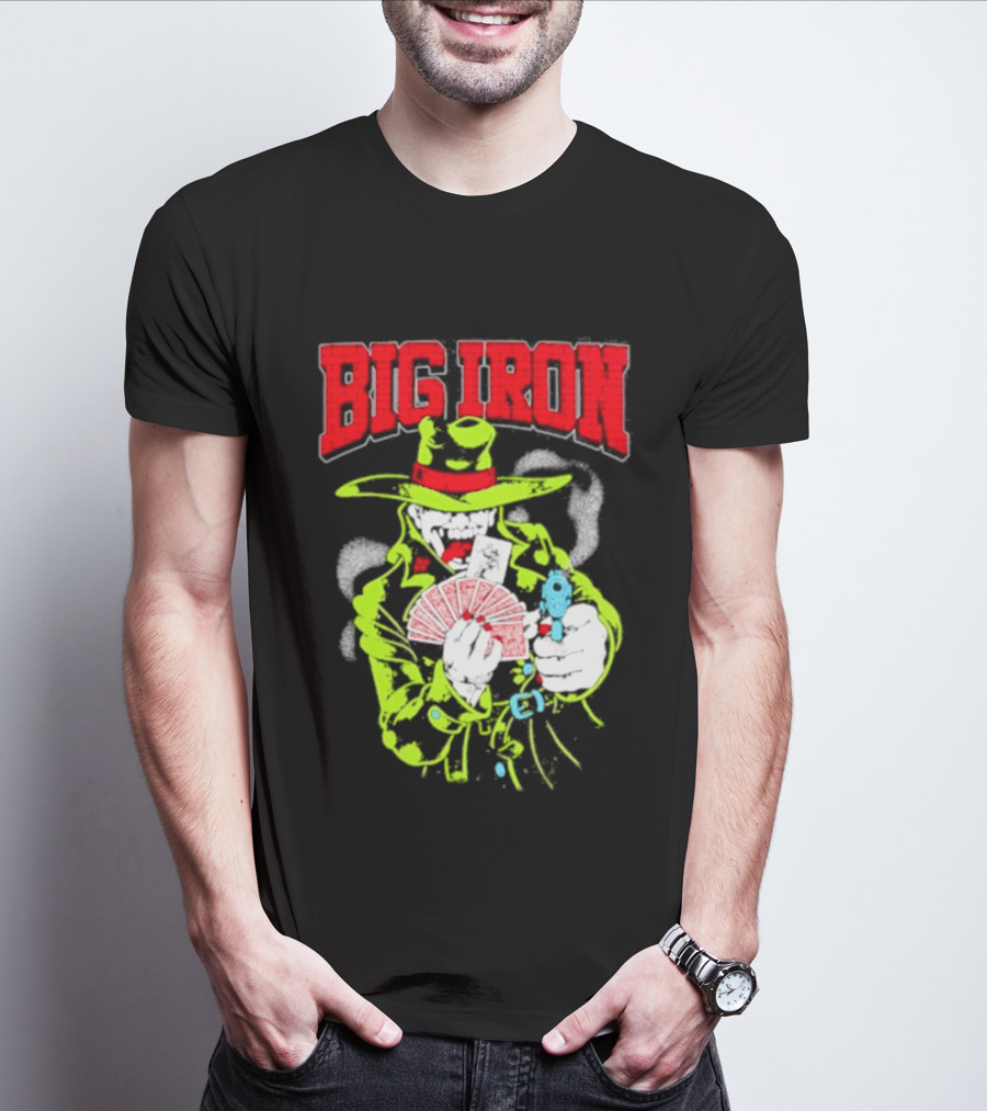 Big Iron Joker Cowboy Western Playing Cards T-Shirt