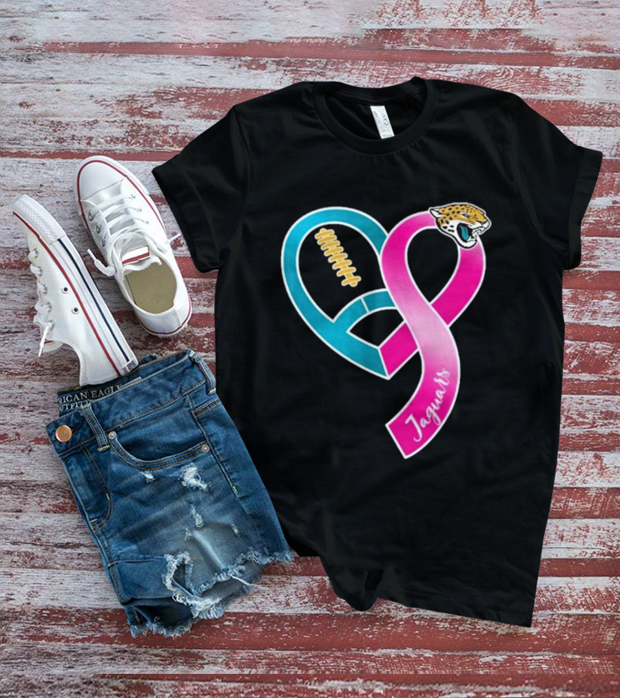 Jacksonville Jaguars Breast Cancer Awareness Heart Ribbon 2026 T-Shirt