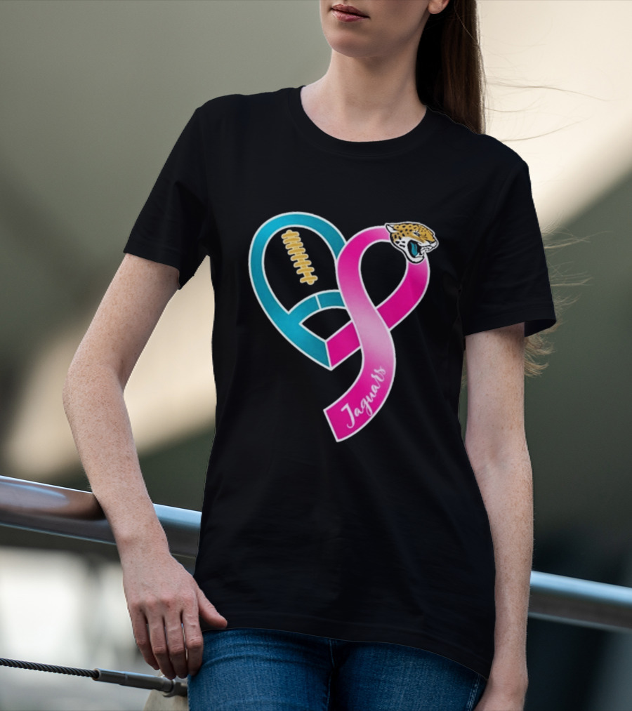 Jacksonville Jaguars Breast Cancer Awareness Heart Ribbon 2026 T-Shirt