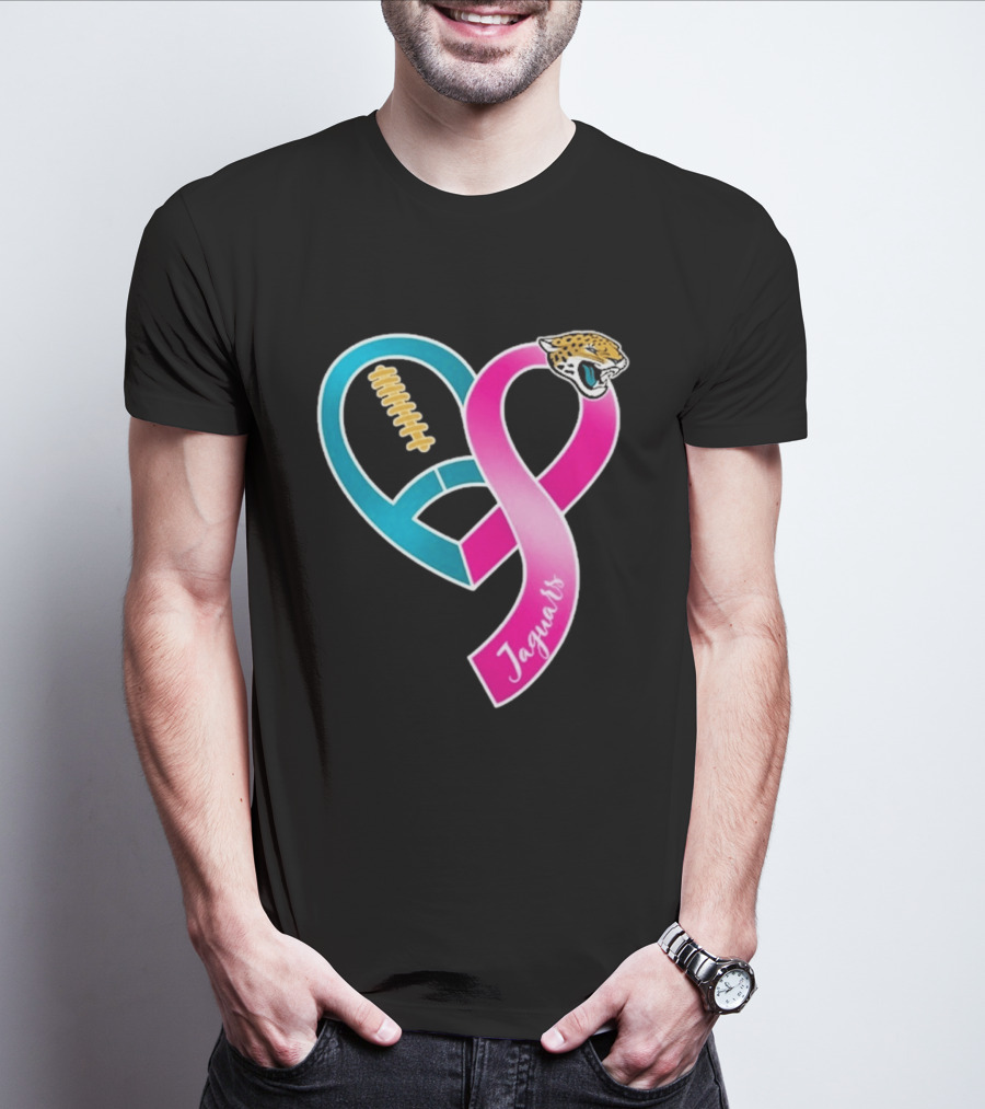 Jacksonville Jaguars Breast Cancer Awareness Heart Ribbon 2026 T-Shirt
