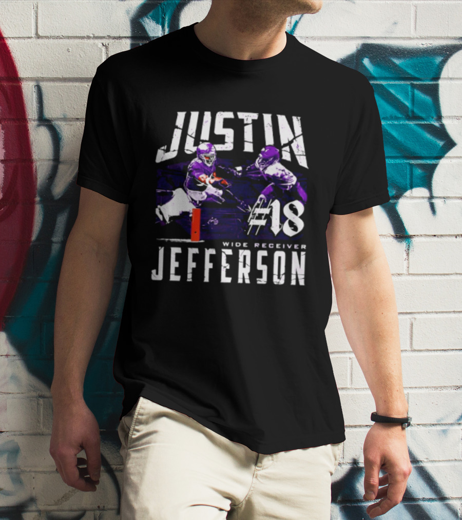 Justin Jefferson Minnesota Vikings Wide Receiver #18 Touchdown Dive T-Shirt