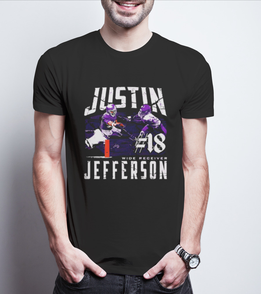 Justin Jefferson Minnesota Vikings Wide Receiver #18 Touchdown Dive T-Shirt
