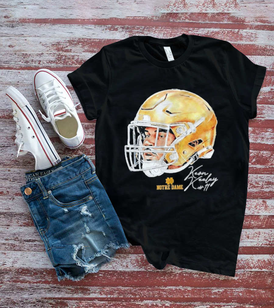 Keon Keeley 11 Notre Dame Football Helmet Swag T-Shirt