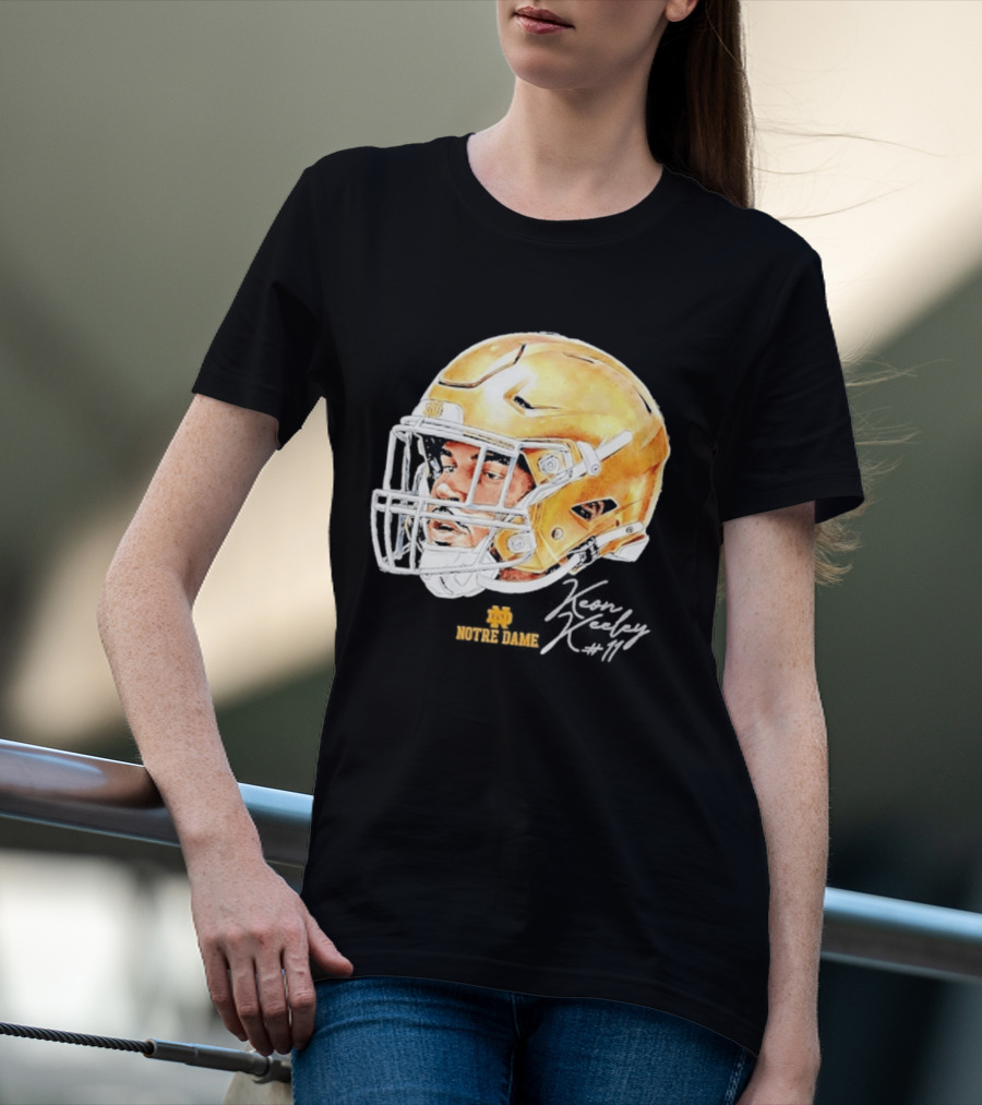 Keon Keeley 11 Notre Dame Football Helmet Swag T-Shirt