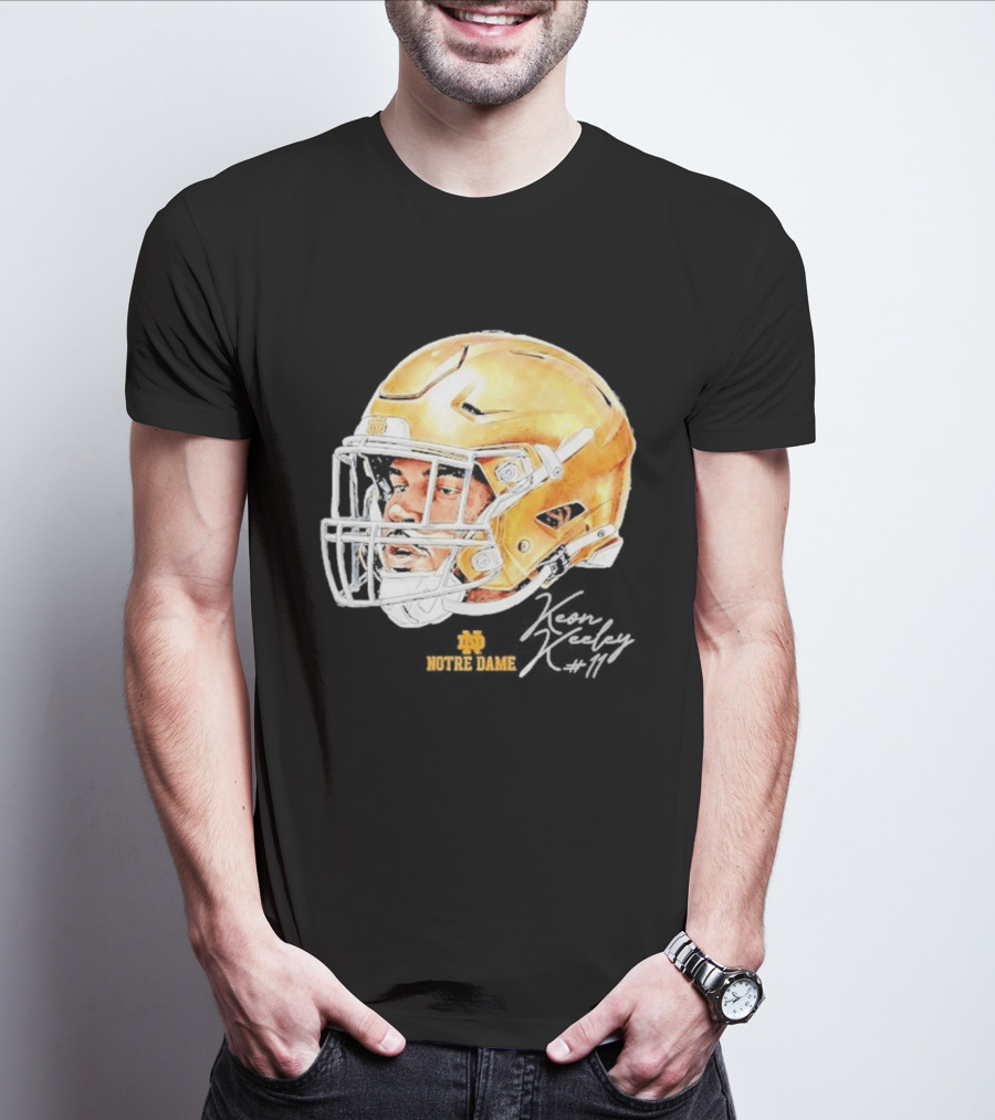 Keon Keeley 11 Notre Dame Football Helmet Swag T-Shirt