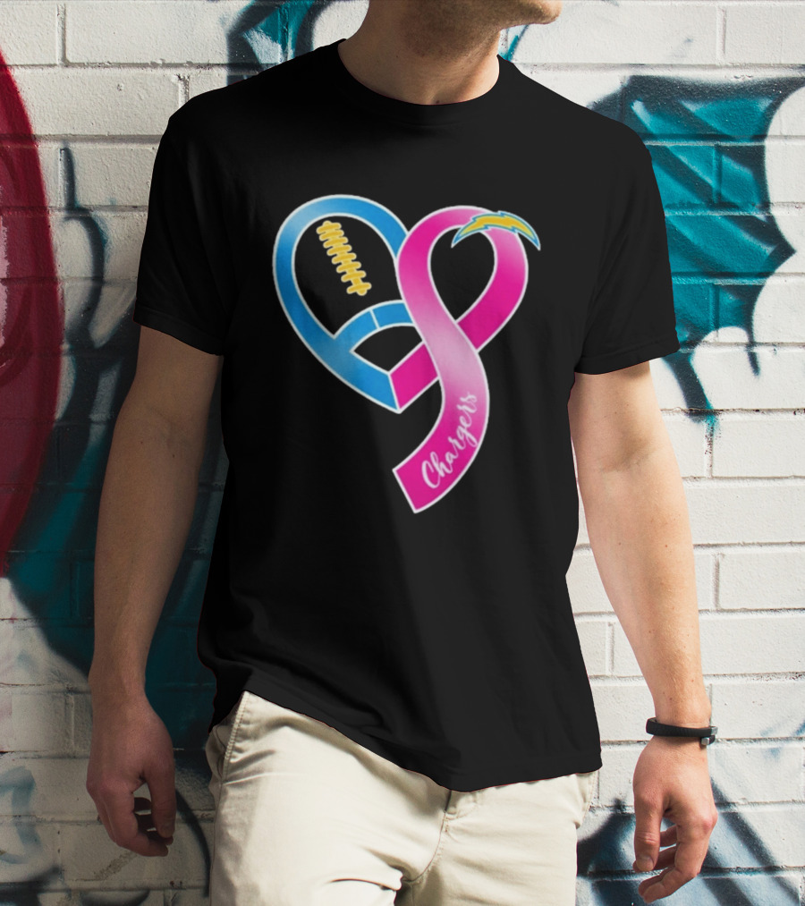 Los Angeles Chargers Breast Cancer Awareness Heart Ribbon 2026 T-Shirt
