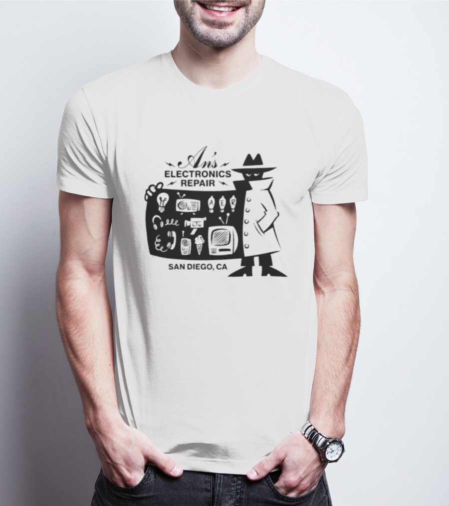 An's Electronics Repair Spy Trench Coat San Diego CA T-Shirt