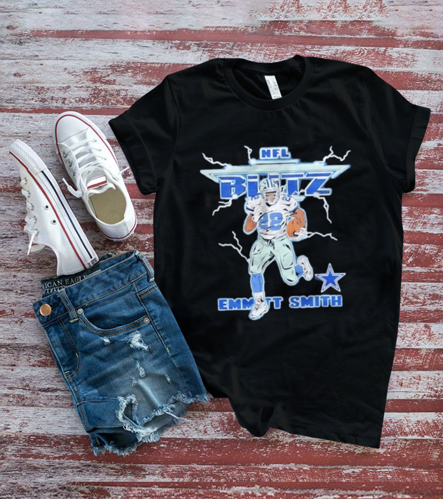NFL Blitz Emmitt Smith Dallas Cowboys Lightning Star T-Shirt