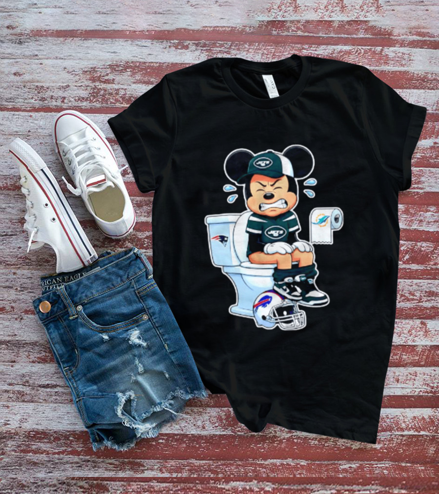 Mickey Jets Toilet Frustration Patriots Dolphins Bills Rivalry T-Shirt