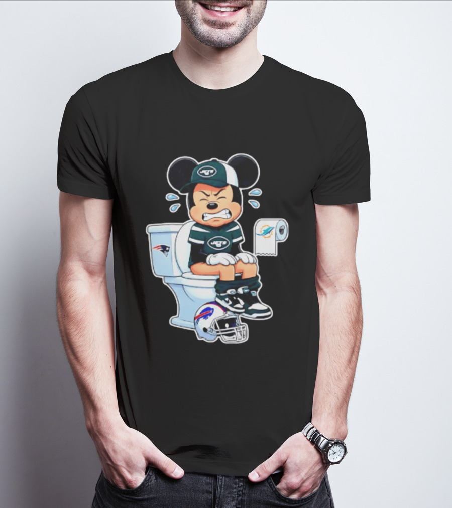 Mickey Jets Toilet Frustration Patriots Dolphins Bills Rivalry T-Shirt
