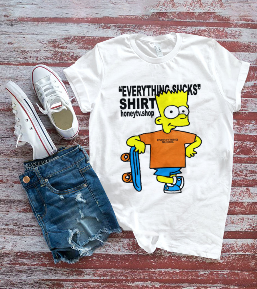 Bart Simpson Everything Sucks Skateboard Homage The Simpsons T-Shirt
