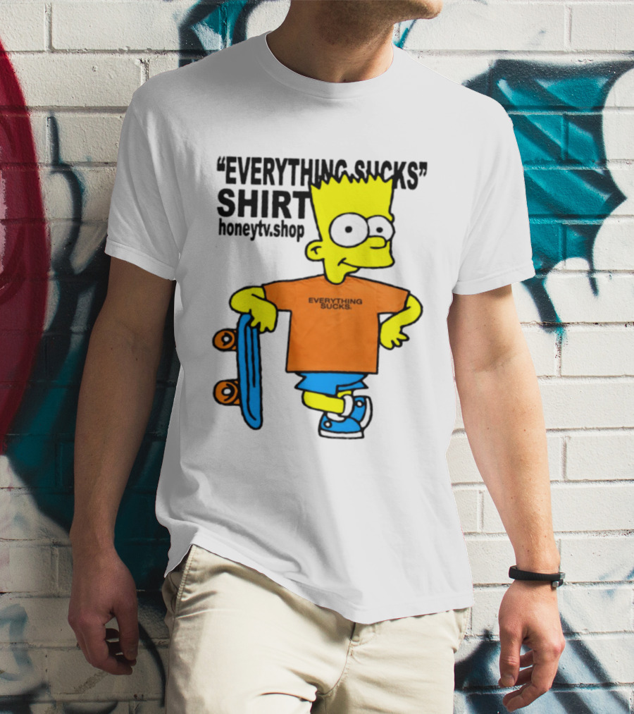 Bart Simpson Everything Sucks Skateboard Homage The Simpsons T-Shirt