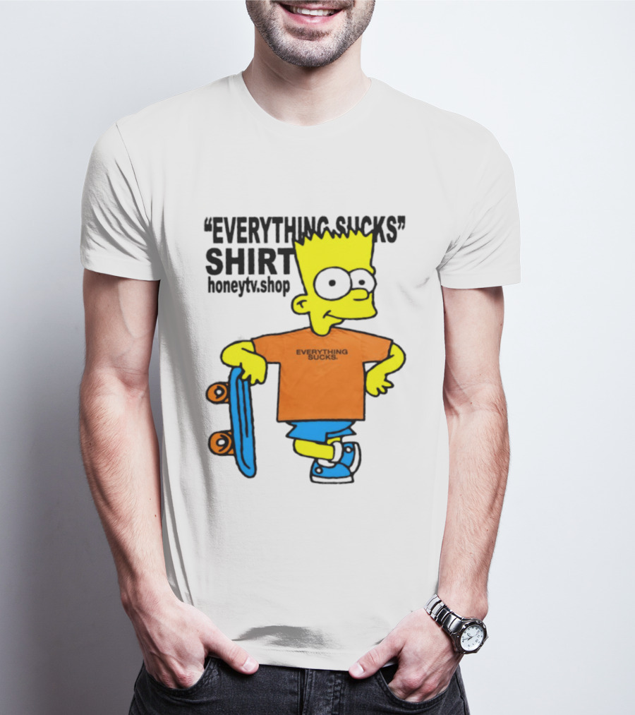 Bart Simpson Everything Sucks Skateboard Homage The Simpsons T-Shirt