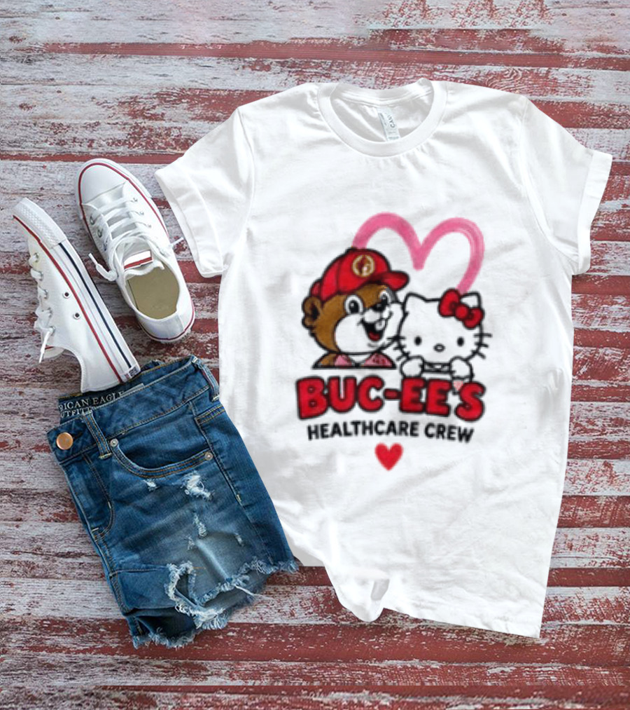 Buc Ee's Hello Kitty Caring Hearts Healthcare Crew T-Shirt