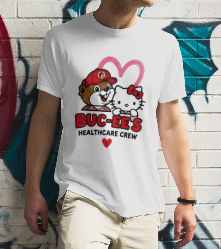 Buc Ee's Hello Kitty Caring Hearts Healthcare Crew T-Shirt
