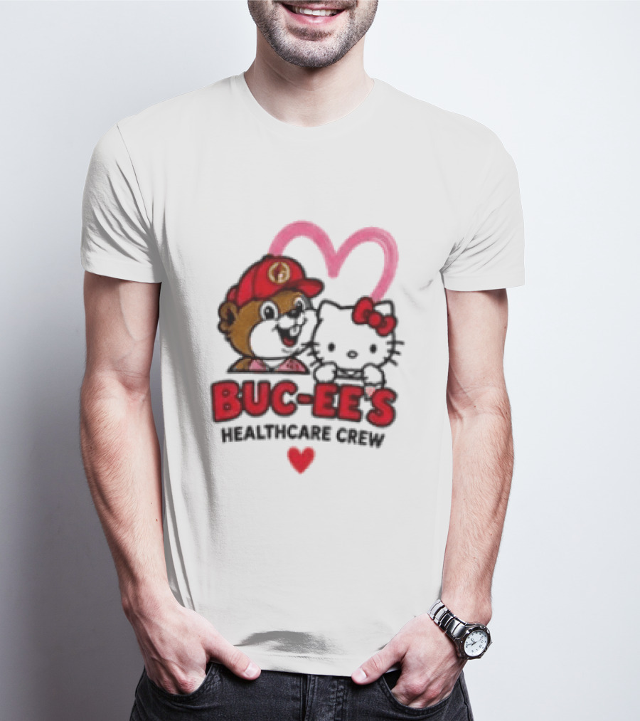 Buc Ee's Hello Kitty Caring Hearts Healthcare Crew T-Shirt