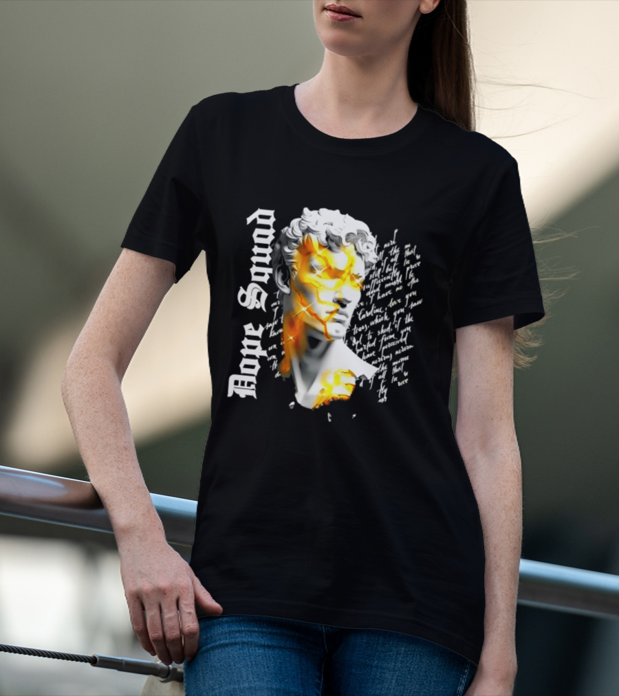 Dope Squad Greek Statue Golden Cracks Text Overlay T-Shirt