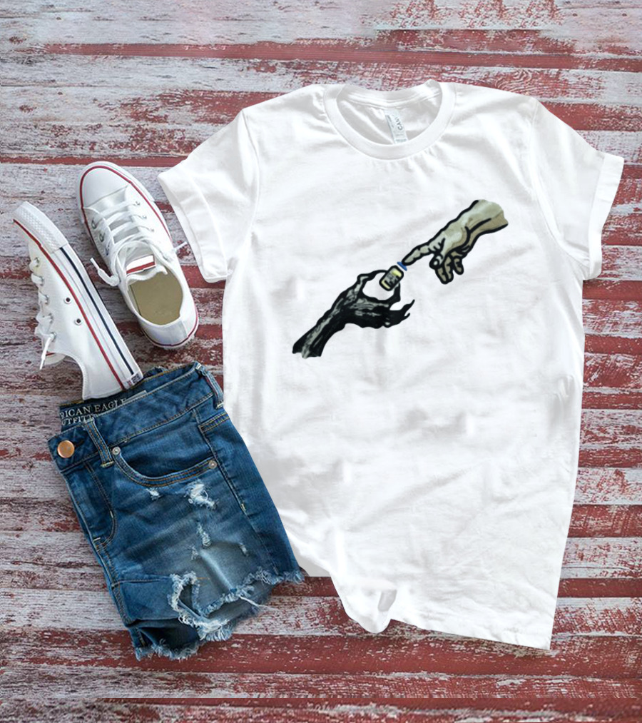 Michelangelo Creation Of Adam Vaccine Hand T-Shirt