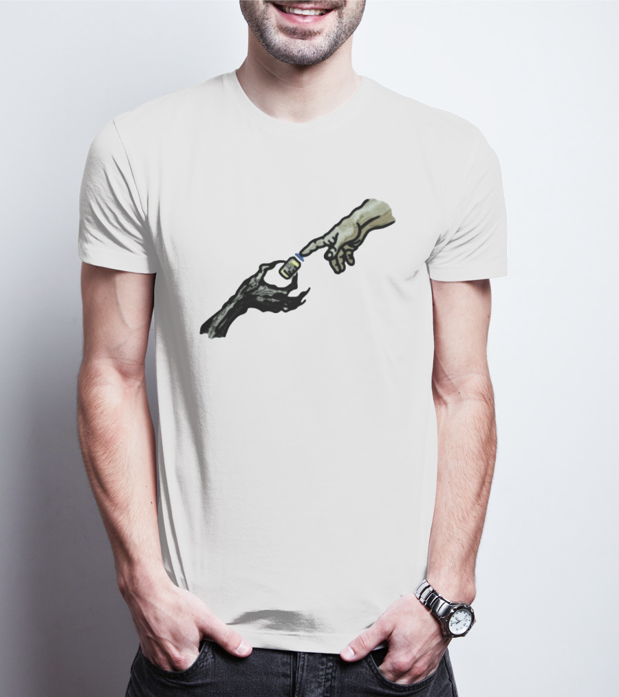 Michelangelo Creation Of Adam Vaccine Hand T-Shirt