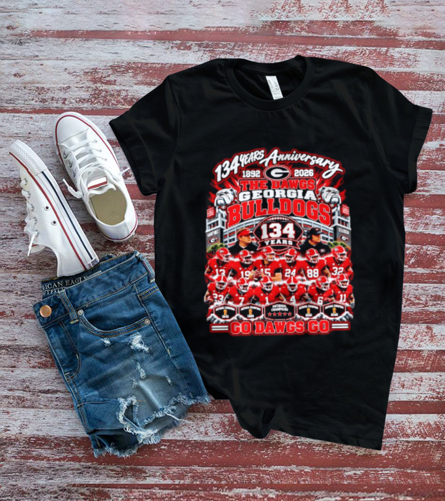 134 Years Anniversary 1892 2026 The Dawgs Georgia Bulldogs Go Dawgs Go T-Shirt