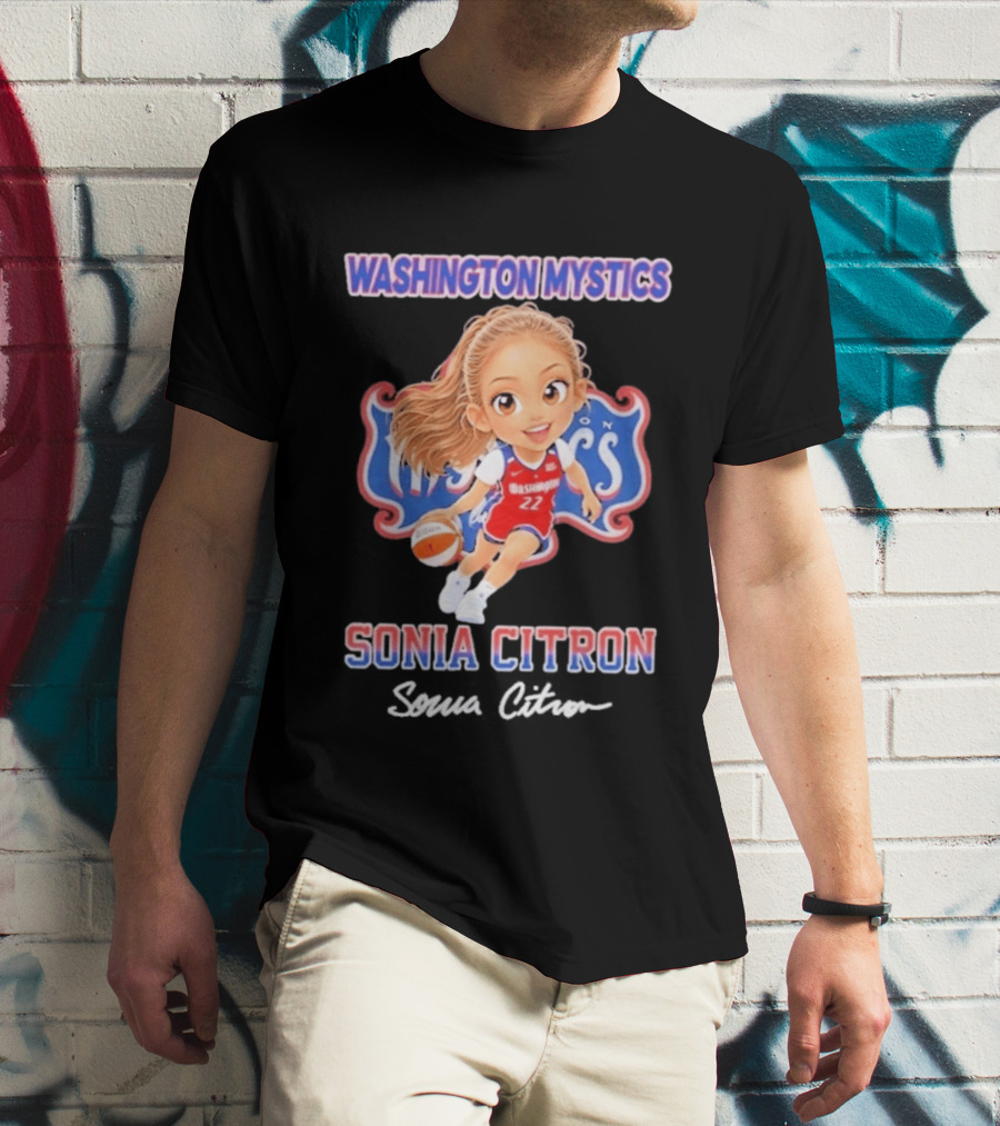 Washington Mystics Sonia Citron Basketball Player Caricature T-Shirt