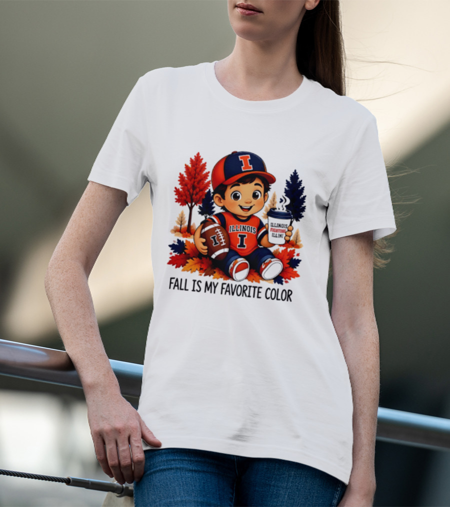 Illinois Fighting Illini Fall Is My Favorite Color Football Kid T-Shirt