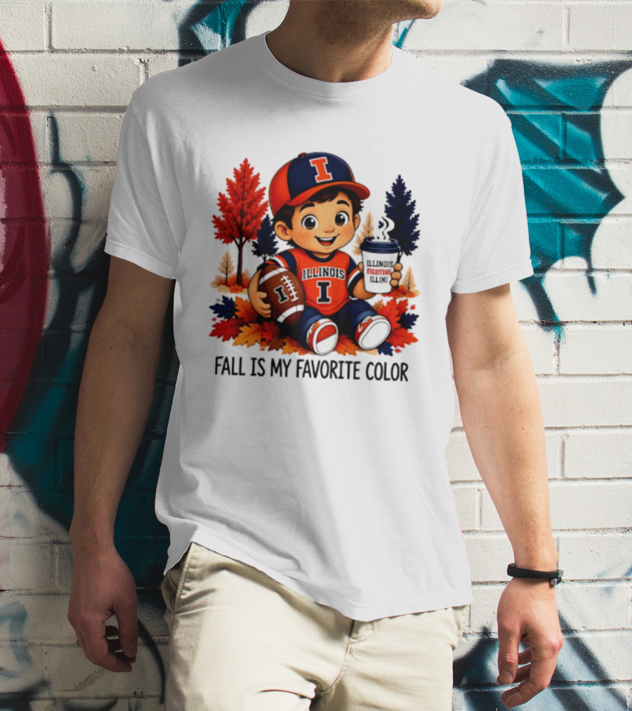 Illinois Fighting Illini Fall Is My Favorite Color Football Kid T-Shirt