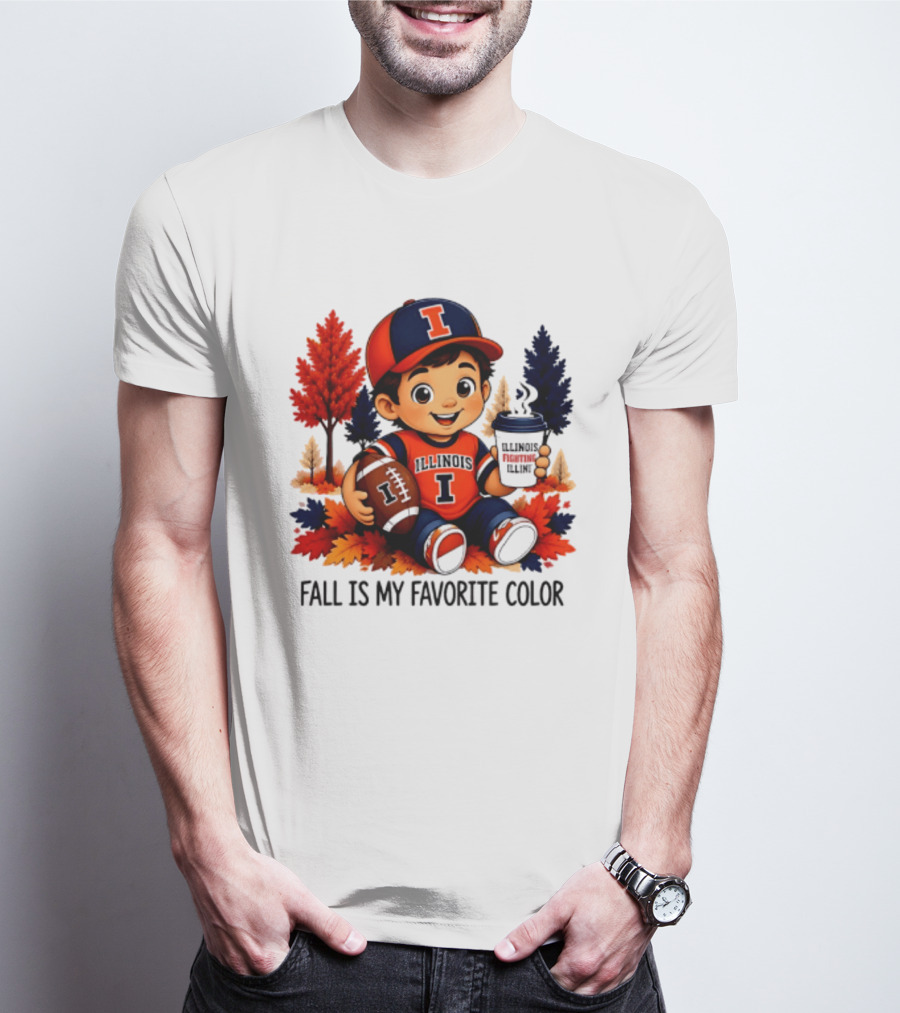 Illinois Fighting Illini Fall Is My Favorite Color Football Kid T-Shirt