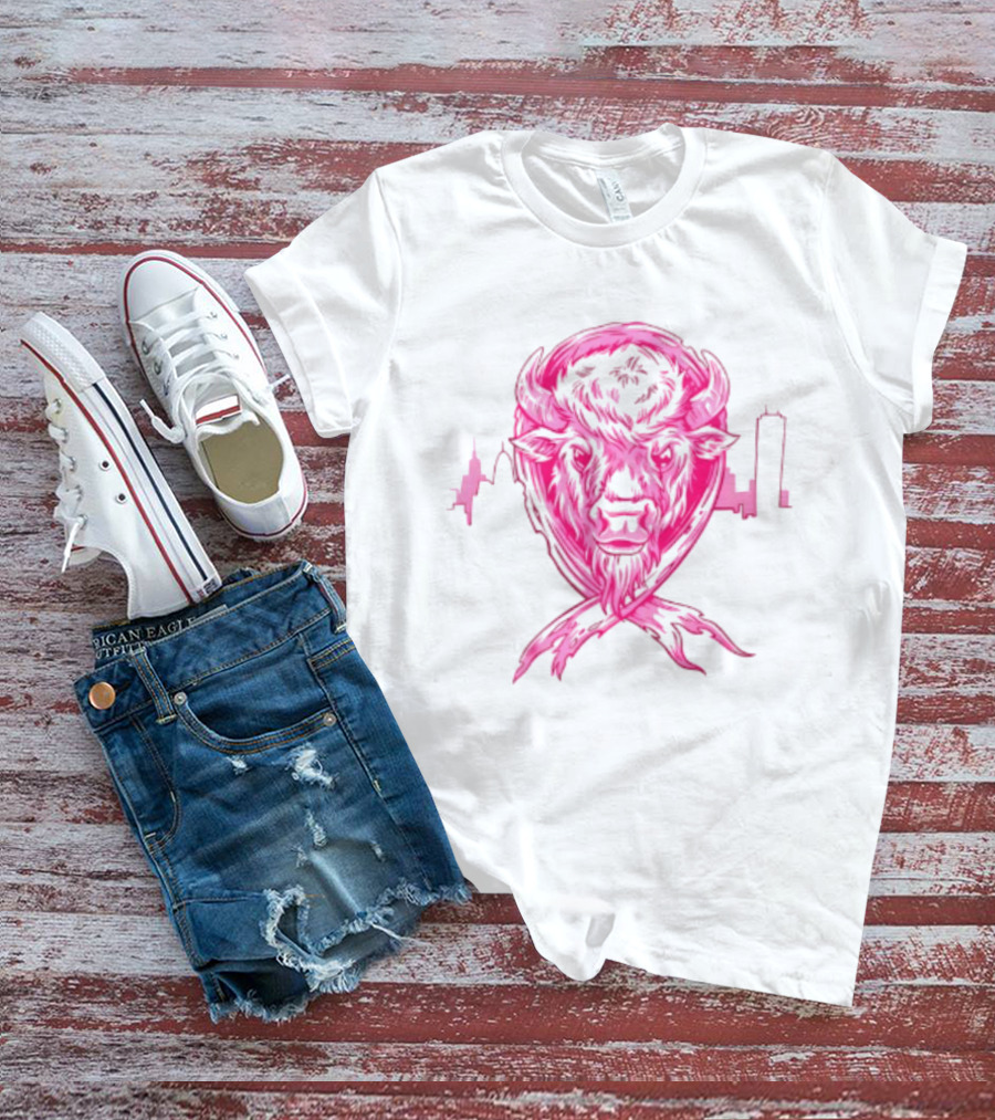 Making Strides 2026 Buffalo Mafia Pink Ribbon Skyline T-Shirt