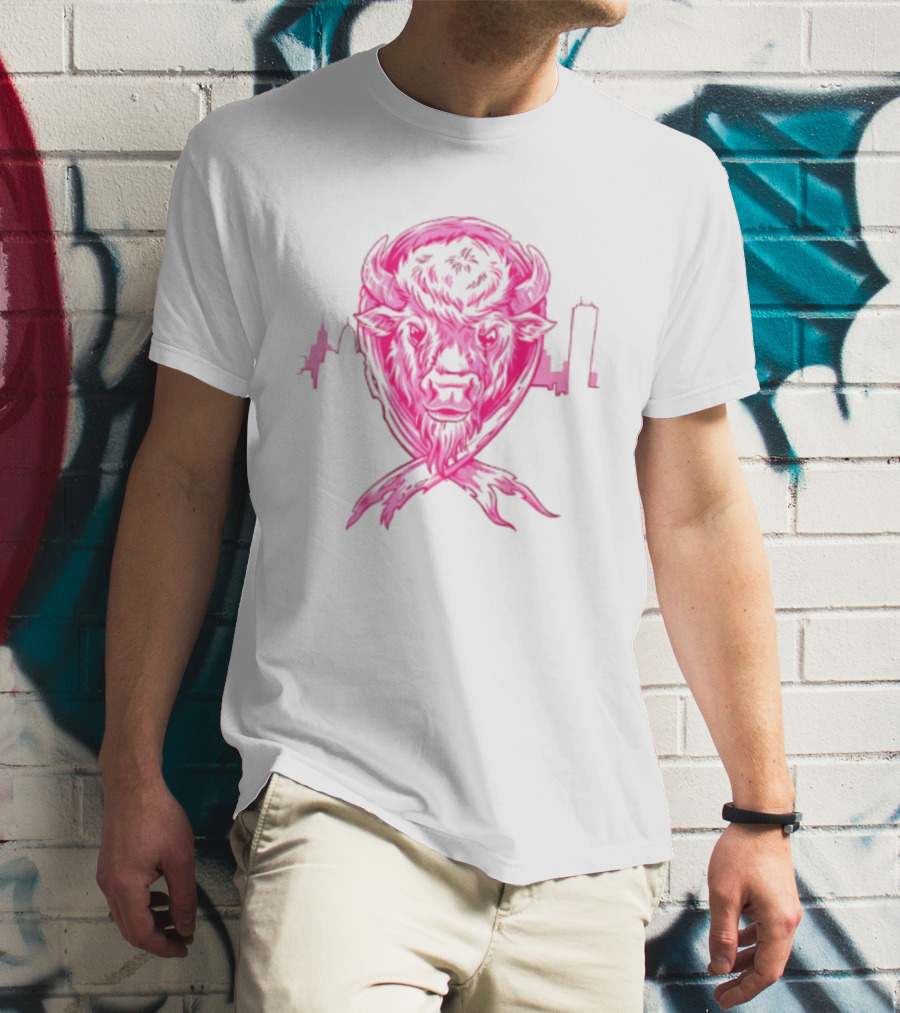 Making Strides 2026 Buffalo Mafia Pink Ribbon Skyline T-Shirt