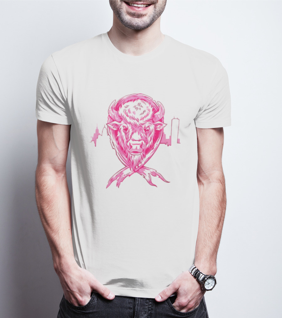 Making Strides 2026 Buffalo Mafia Pink Ribbon Skyline T-Shirt