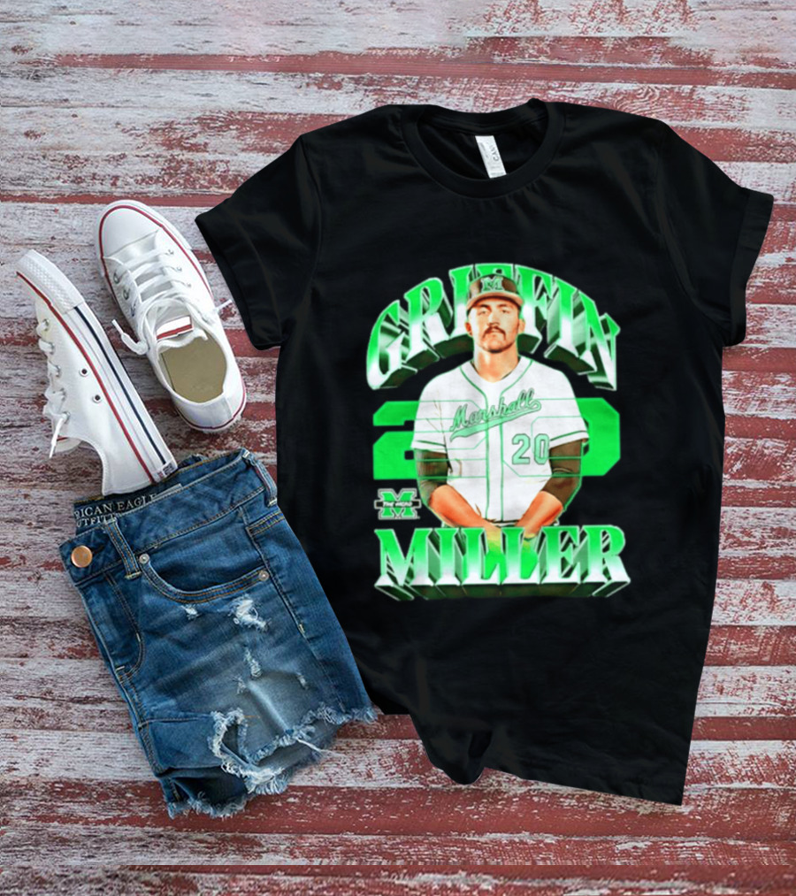 Marshall Thundering Herd NCAA Baseball Griffin Miller 20 Player Image T-Shirt