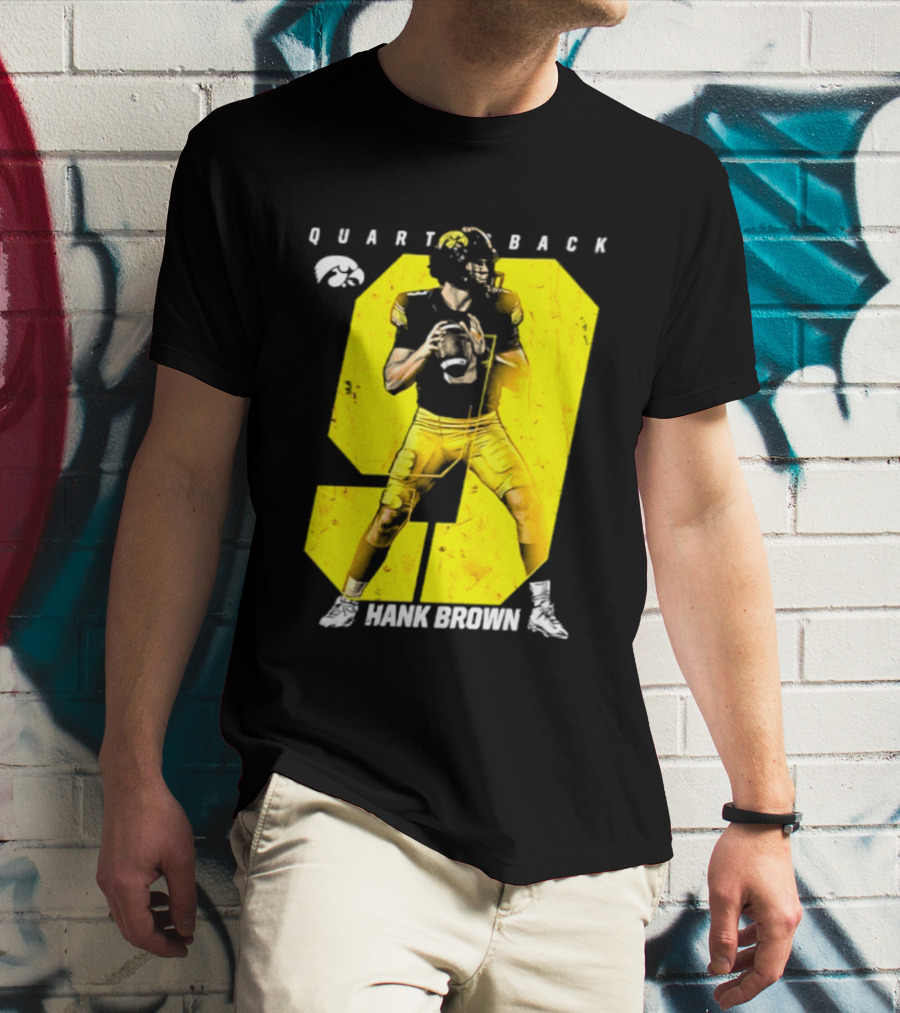 Hank Brown 9 Iowa Hawkeyes NCAA Football Quarterback Player Number T-Shirt
