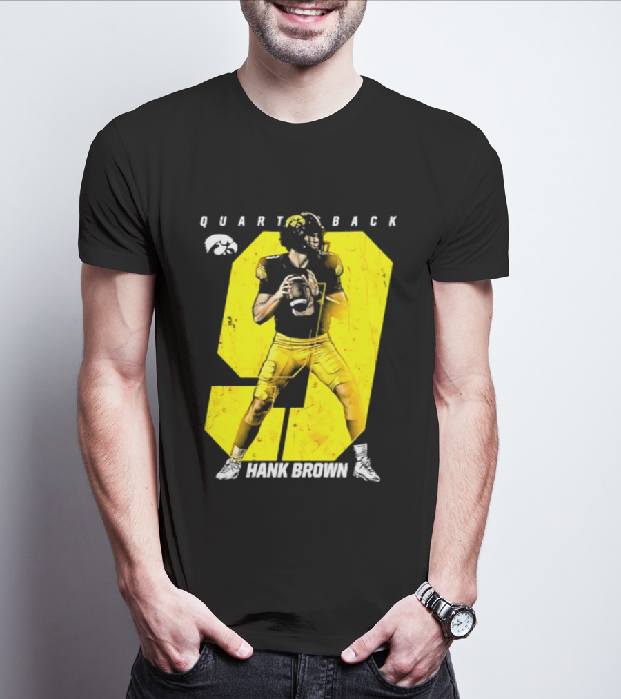 Hank Brown 9 Iowa Hawkeyes NCAA Football Quarterback Player Number T-Shirt