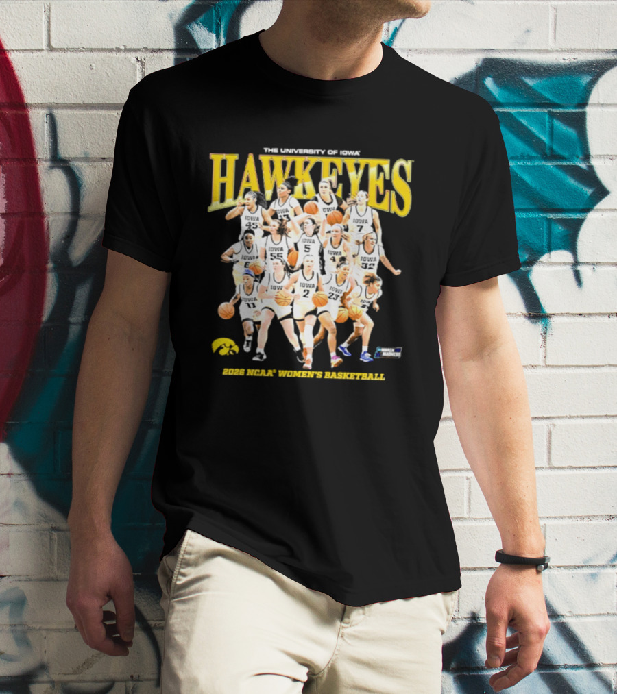 The University Of Iowa Hawkeyes 2026 NCAA Women's Basketball Team Players T-Shirt