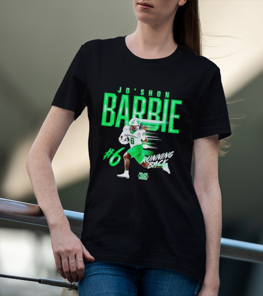 Jo'shon Barbie 6 Marshall Thundering Herd Running Back NCAA Football Player T-Shirt