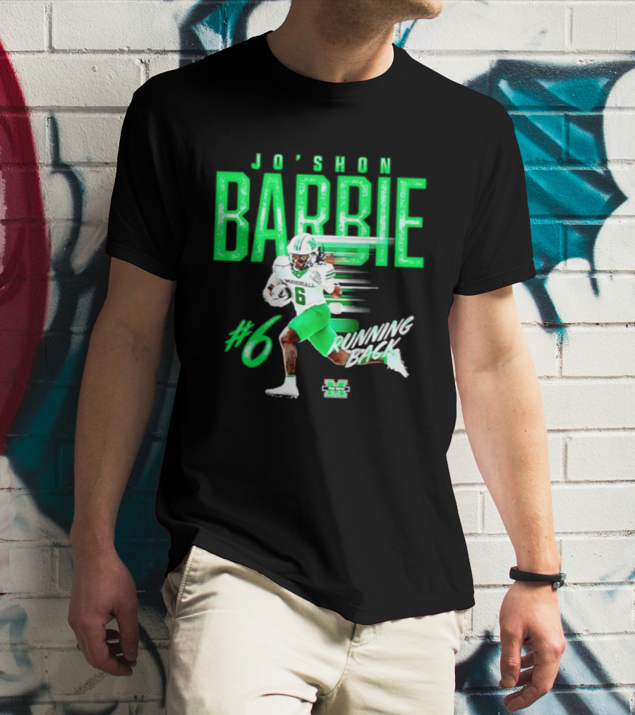 Jo'shon Barbie 6 Marshall Thundering Herd Running Back NCAA Football Player T-Shirt