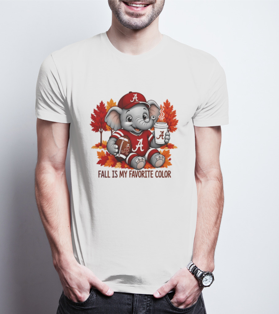 Alabama Crimson Tide Elephant Fall Is My Favorite Color Football Leaves T-Shirt