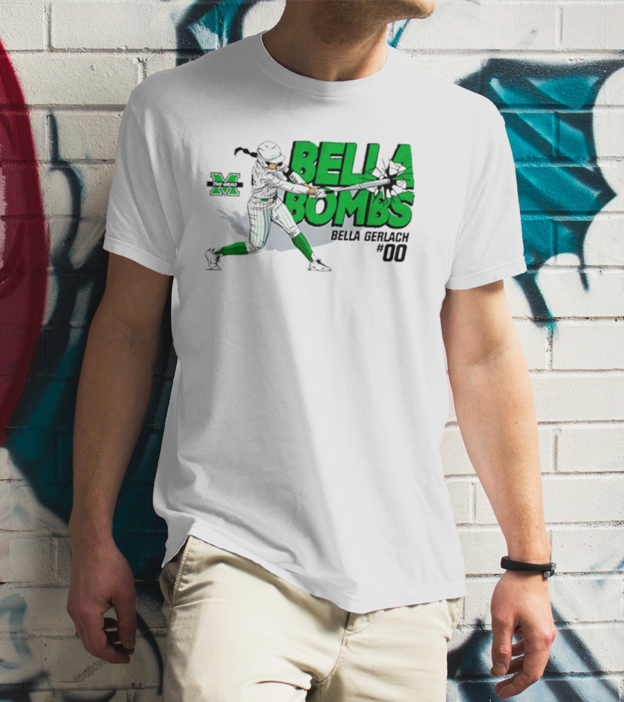 Marshall Thundering Herd Bella Bombs Bella Gerlach #00 NCAA Softball T-Shirt