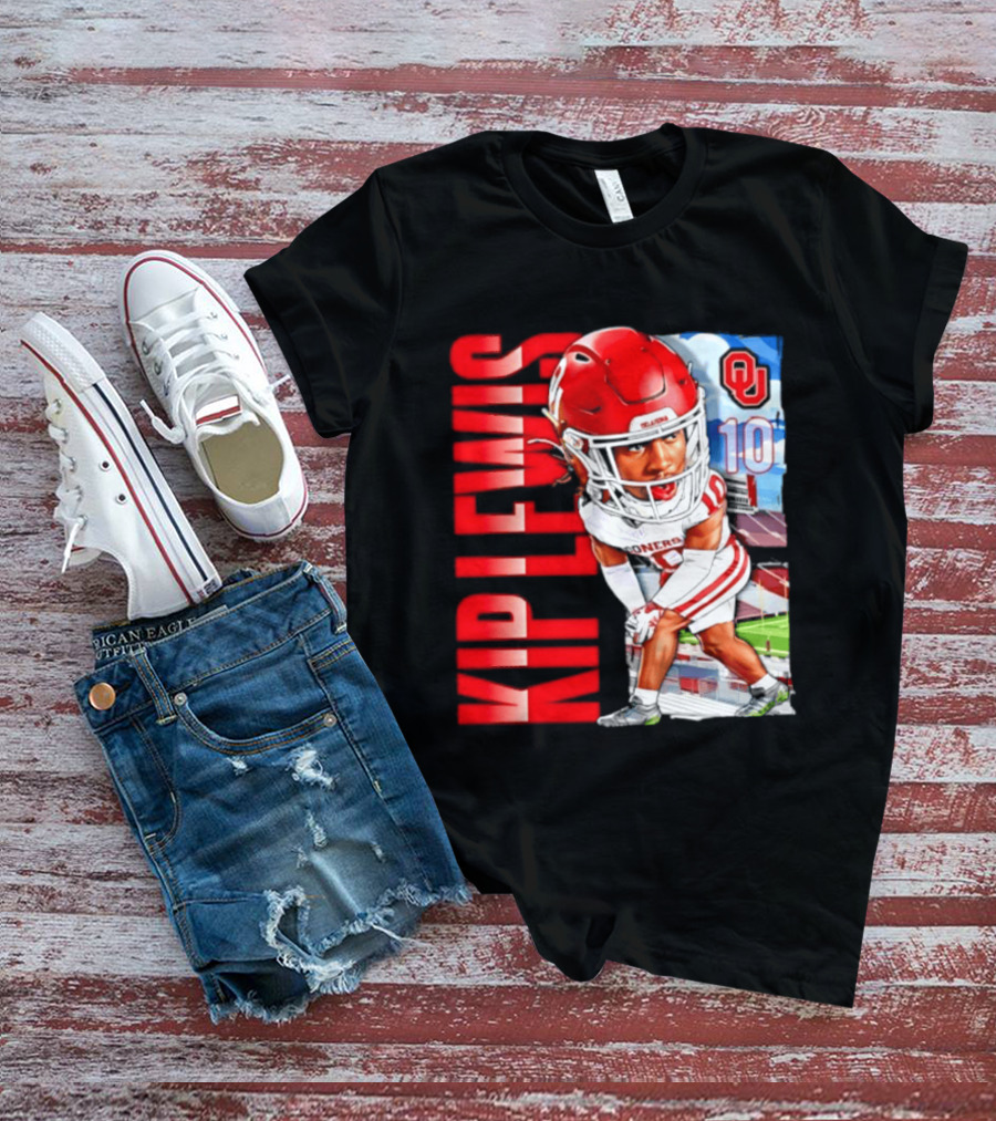Kip Lewis 10 Oklahoma Sooners NCAA Football Player Caricature T-Shirt