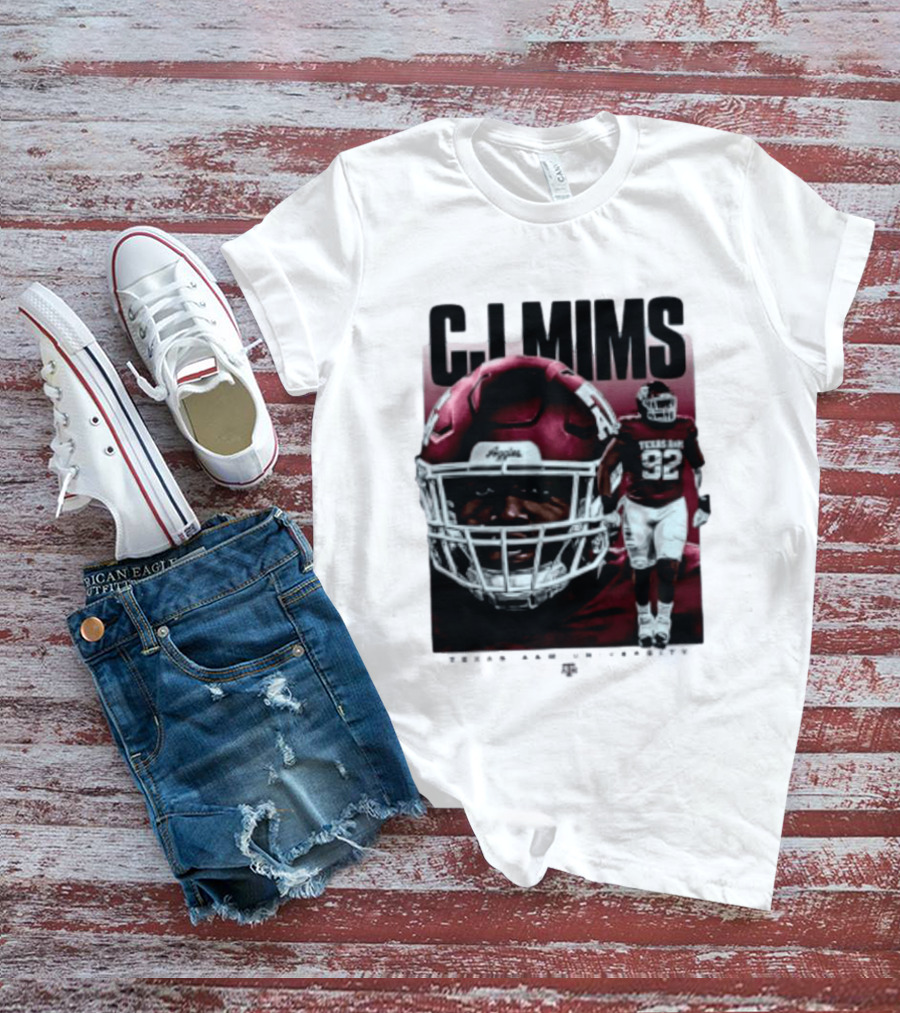 CJ Mims 92 Texas A&M Football NCAA Player T-Shirt